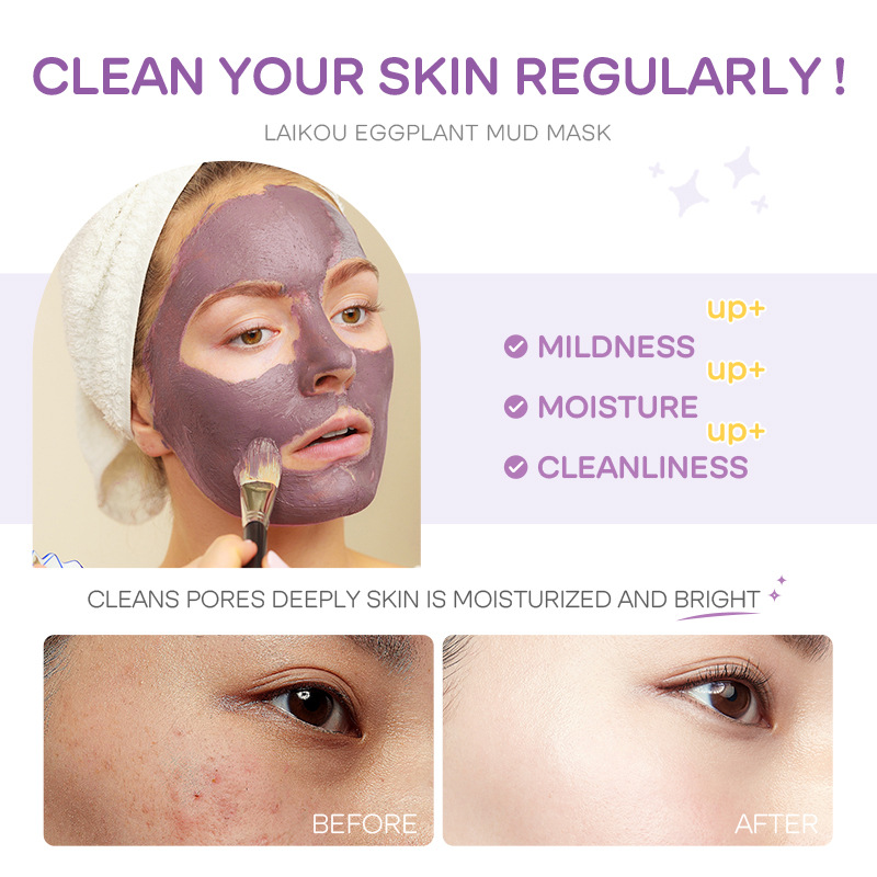 5 sztuk LAIKOU bakłażan maska  – Bentonite Clay Mask recenzja i cena